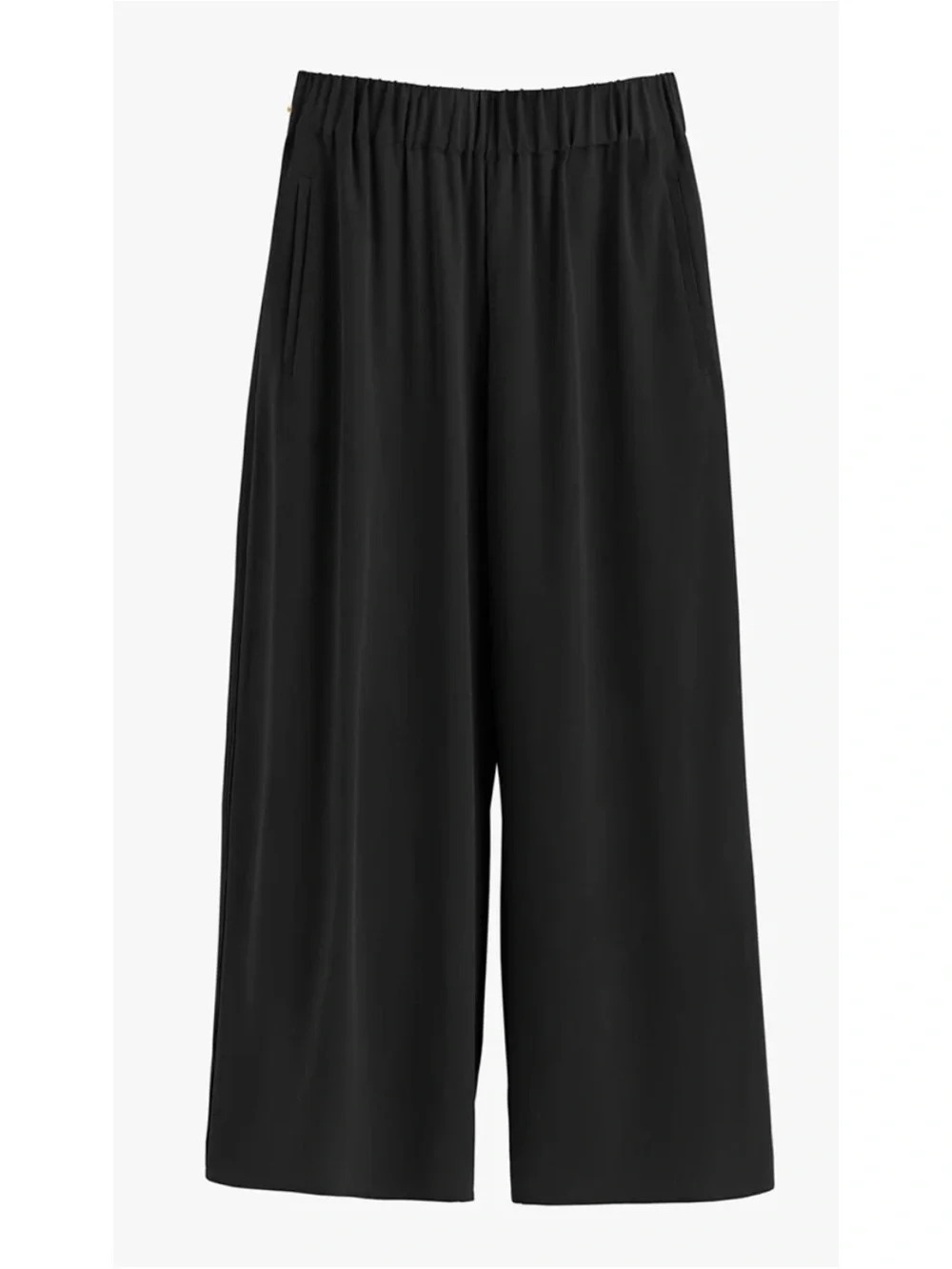 CUYANA - Washable Silk Wide-Leg Cropped Pant in Black Size XL